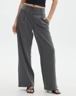 Double Button Tailored Pant -Everrastyle Shop penny button suit pant charcoal full pw91835pln