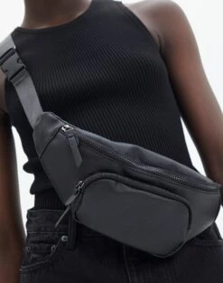 Zip Through Sweat Jumper -Everrastyle Shop pip pu bumbag black front bg135104pu 4