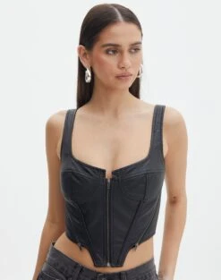 Ruffle Frill Tie Front Top 39 Ruffle Frill Tie Front Top -Everrastyle Shop polly zip corset black front bv107091pu 1