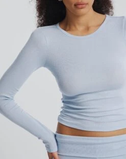 Luxe Lounge Modal Ribbed Long Sleeve Top -Everrastyle Shop pop basic longsleeve blue melody imageback tl93055mod