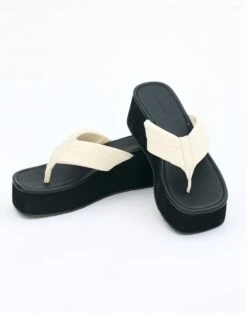 Faux Leather Chunky Calf Boot -Everrastyle Shop positano platform thong bone front sh88866nyl 9