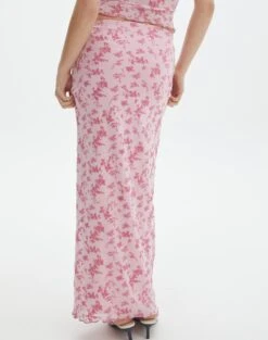 Floral Mesh Lettuce Trim Midi Skirt -Everrastyle Shop r co sabrina burnout mesh maxi baby doll burnout back sl53303rbo