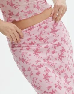 Floral Mesh Lettuce Trim Midi Skirt -Everrastyle Shop r co sabrina burnout mesh maxi baby doll burnout imageback sl53303rbo