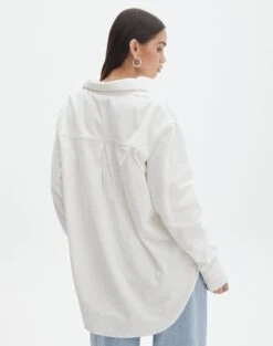 Oversized Cord Long Sleeve Shirt -Everrastyle Shop r curt cord shirt milk back bl100483rcor