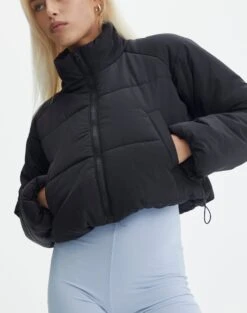 Zip Up Puffer Jacket -Everrastyle Shop r eddie funnel crop puffer black coldside cs84145rpln