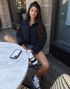 Zip Up Puffer Jacket -Everrastyle Shop r eddie funnel crop puffer black hotfront cs84145rpln