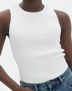 Rib Knit Tank -Everrastyle Shop r guy cropped knit white imageback kv55139rrib