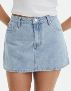 Low Rise Denim Mini Skirt -Everrastyle Shop r leni low rise hemmed mini skirt bluebird vintage full ss55069rden