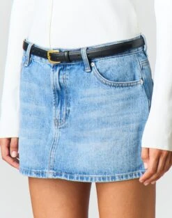 Low Rise Denim Mini Skirt -Everrastyle Shop r leni low rise hemmed mini skirt riley vintage wash imageback ss55069rden