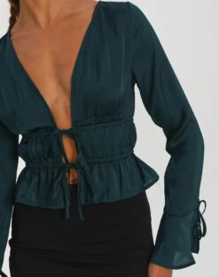 Split Tie Front Blouse 15 Split Tie Front Blouse -Everrastyle Shop r leo longsleeve ivy league imageback bl102025rwas