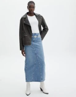 Denim Maxi Skirt -Everrastyle Shop r lisbon denim maxi skirt riley vintage wash front sl119702rdnm 4
