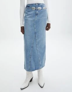 Denim Maxi Skirt -Everrastyle Shop r lisbon denim maxi skirt riley vintage wash full sl119702rdnm