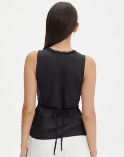 Lace Trim Satin Cami -Everrastyle Shop r lola lace trim cami black back bv119674rsat