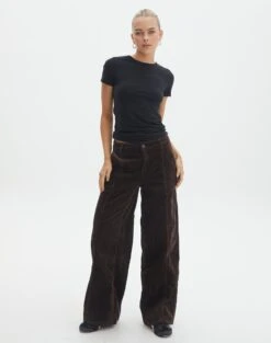 Satin Straight Leg Pant -Everrastyle Shop r miranda cord hot cocoa front pw91822rcor