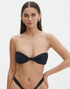 Strappy Ruched Bikini Bottom -Everrastyle Shop r nello knot front bandeau top black front ga55566rpln 2