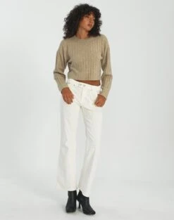 Tailored Side Split Mid Rise Pant -Everrastyle Shop r pamela low rise boot cut cord milk front pw78812rcor 3