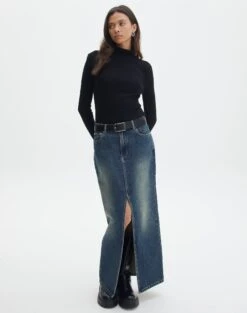 Pointelle Scoop Neck Knit Top -Everrastyle Shop r roah denim maxi skirt coyote blue front sl118486rdnm 5