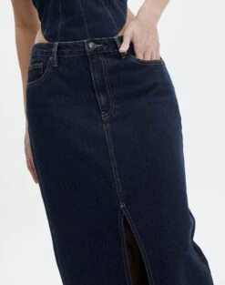 Split Front Denim Midi Skirt -Everrastyle Shop r roah denim maxi skirt last rodeo indigo imageback sl118486rdnm