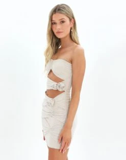 Strapless Rosette Cut Out Mini Dress -Everrastyle Shop r roxy rosette mini what the shell detail ds92458rmes