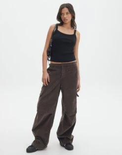 Mid Rise Cord Cargo Pant 39 Mid Rise Cord Cargo Pant -Everrastyle Shop r saffie mid rise cargo pant irish coffee front pw78180rcor