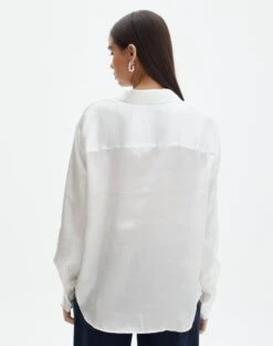 Pocket Satin Long Sleeve Shirt -Everrastyle Shop r scout satin shirt milk back bl106816rsat