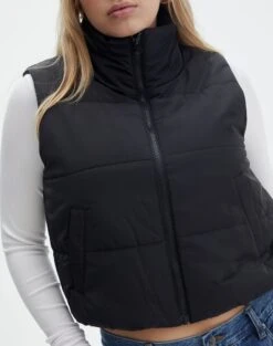 Cropped Puffer Vest 26 Cropped Puffer Vest -Everrastyle Shop r sloan cropped puffer vest black imageback vs49501rcml