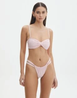 Ruched Twist Front Bandeau Bikini Top -Everrastyle Shop r sloanne split ruched bikini brief fairy floss front ga136181rpln