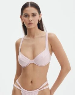Ruched Twist Front Bandeau Bikini Top -Everrastyle Shop r teagan tie back bikini top fairy floss front ga110507rpln