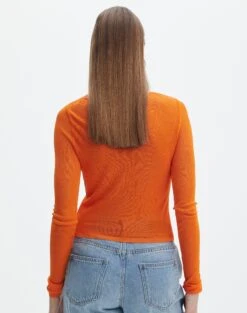 Sheer Long Sleeve Knit Top -Everrastyle Shop rae sheer knit crew neck top youre so golden back kl123547vis