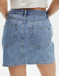 Mid Rise Denim Skirt -Everrastyle Shop remi high rise denim skirt riley vintage wash back ss145806rdnm