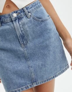 Mid Rise Denim Skirt -Everrastyle Shop remi high rise denim skirt riley vintage wash imageback ss145806rdnm