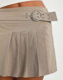 Belted High Waist Pleated Mini Skirt -Everrastyle Shop riggs cargo pleated mini skirt on the rocks imageback ss92078ben