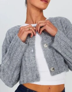 Cropped Long Sleeve Knit Cardigan 21 Cropped Long Sleeve Knit Cardigan -Everrastyle Shop robin rib cardi grey marle detail kc78726rpol