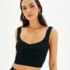 Sweetheart Ruched Cropped Tank -Everrastyle Shop roddi ruched tank black front kv63199rib