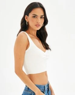 Sweetheart Ruched Cropped Tank -Everrastyle Shop roddi ruched tank white detail kv63199rib