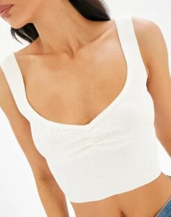 Sweetheart Ruched Cropped Tank -Everrastyle Shop roddi ruched tank white imageback kv63199rib