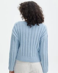 Knitted V Neck Jumper -Everrastyle Shop rowan ribbed v neck icecap back kl124074che