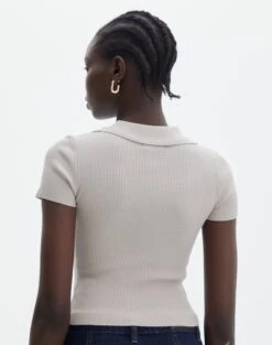 Collared Ribbed Knit Crop Top -Everrastyle Shop sammie collared dusty mink back ks123930vp