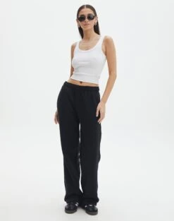 Linen Blend Pants -Everrastyle Shop santana jogger black front pw106874oflc