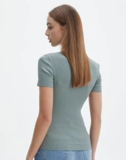 Knit Long Line T-Shirt -Everrastyle Shop saphi short sleeve rib tee cypress back ks119955vn