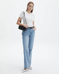 Knit Long Line T-Shirt -Everrastyle Shop saphi short sleeve rib tee milk full ks119955vn