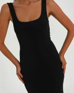 Supersoft Square Neck Slim Fit Maxi Dress -Everrastyle Shop sedona square neck midi black imageback dl106733pln