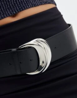 Statement Silver Buckle Belt -Everrastyle Shop siesta statement buckle belt blacksilver detail be141578pu