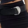 Statement Silver Buckle Belt 1 Statement Silver Buckle Belt -Everrastyle Shop siesta statement buckle belt blacksilver front be141578pu 1