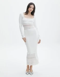 Strapless Pointelle Mini Dress -Everrastyle Shop sinny longsleeve panelled maxi milk front kd111216knt