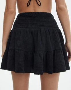Muslin Tiered Mini Skirt 23 Muslin Tiered Mini Skirt -Everrastyle Shop sky shirred muslin skirt black back ss72038mus