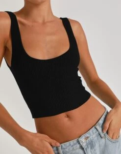 Scoop Neck Rib Tank -Everrastyle Shop snape scoop crop black imageback kv92429rib