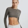 Seamless Cropped Long Sleeve -Everrastyle Shop sophie super cropped seamless top cypress front tl101259rsml