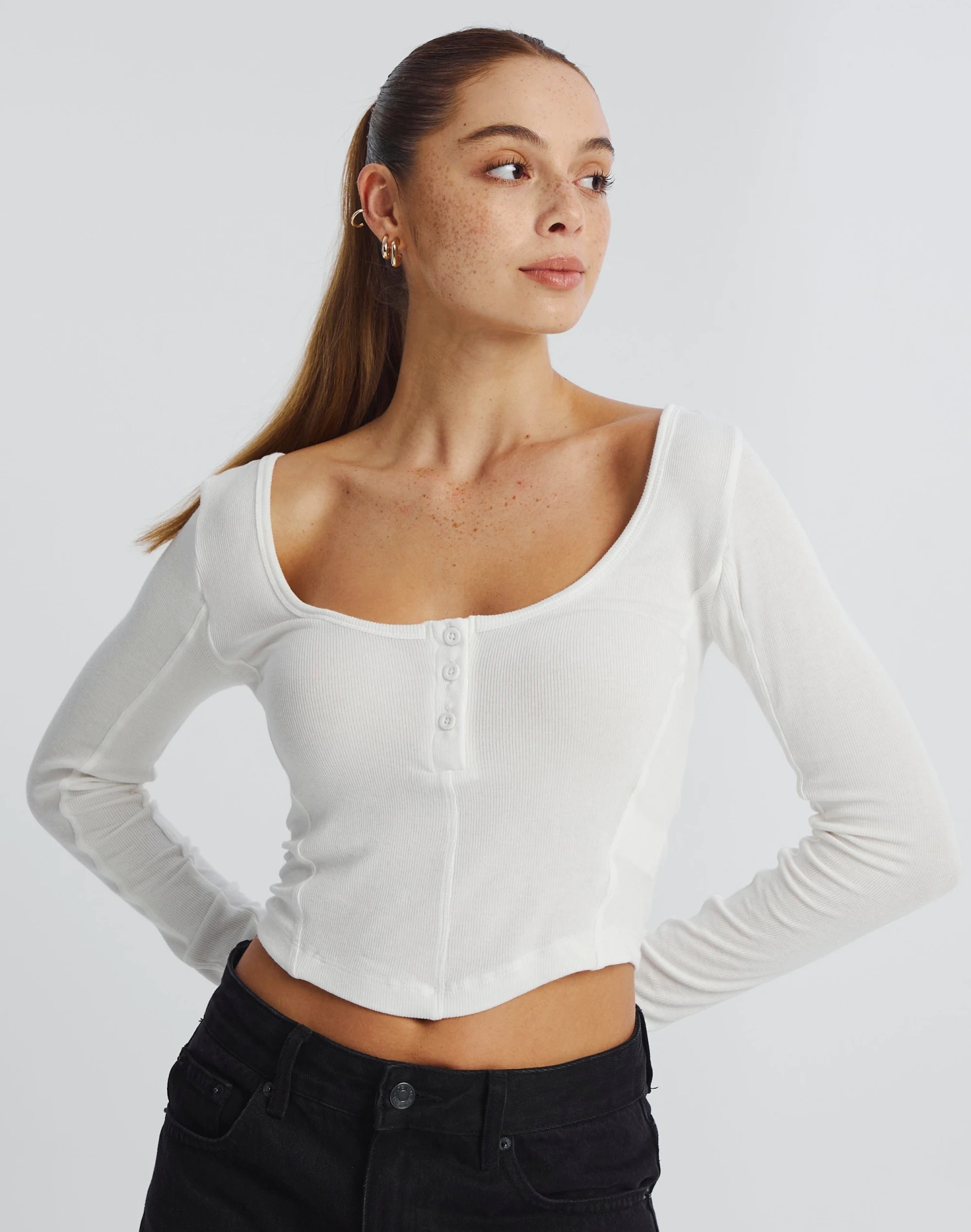 Luxe Lounge Modal Long Sleeve Button Crop Top 3 Luxe Lounge Modal Long Sleeve Button Crop Top