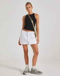 Zip Cargo Mini Skirt -Everrastyle Shop stella cargo skirt white front ss86240pln